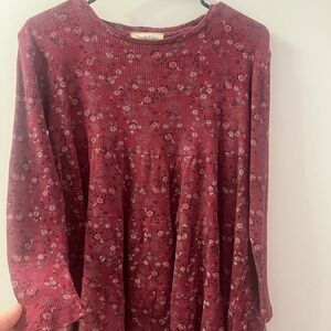Magenta Threads & States Whimsical Long Sleeve top/Size Small Preloved EUC